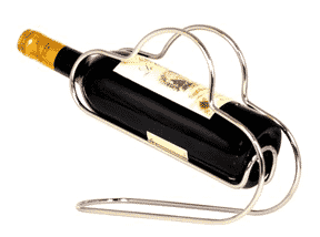 Botellero de alambre con botella de vino